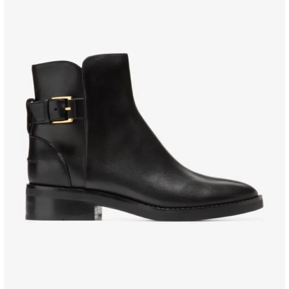 Cole Haan Women's Hampshire Black Leather Buckle Ankle Boots US 6.5